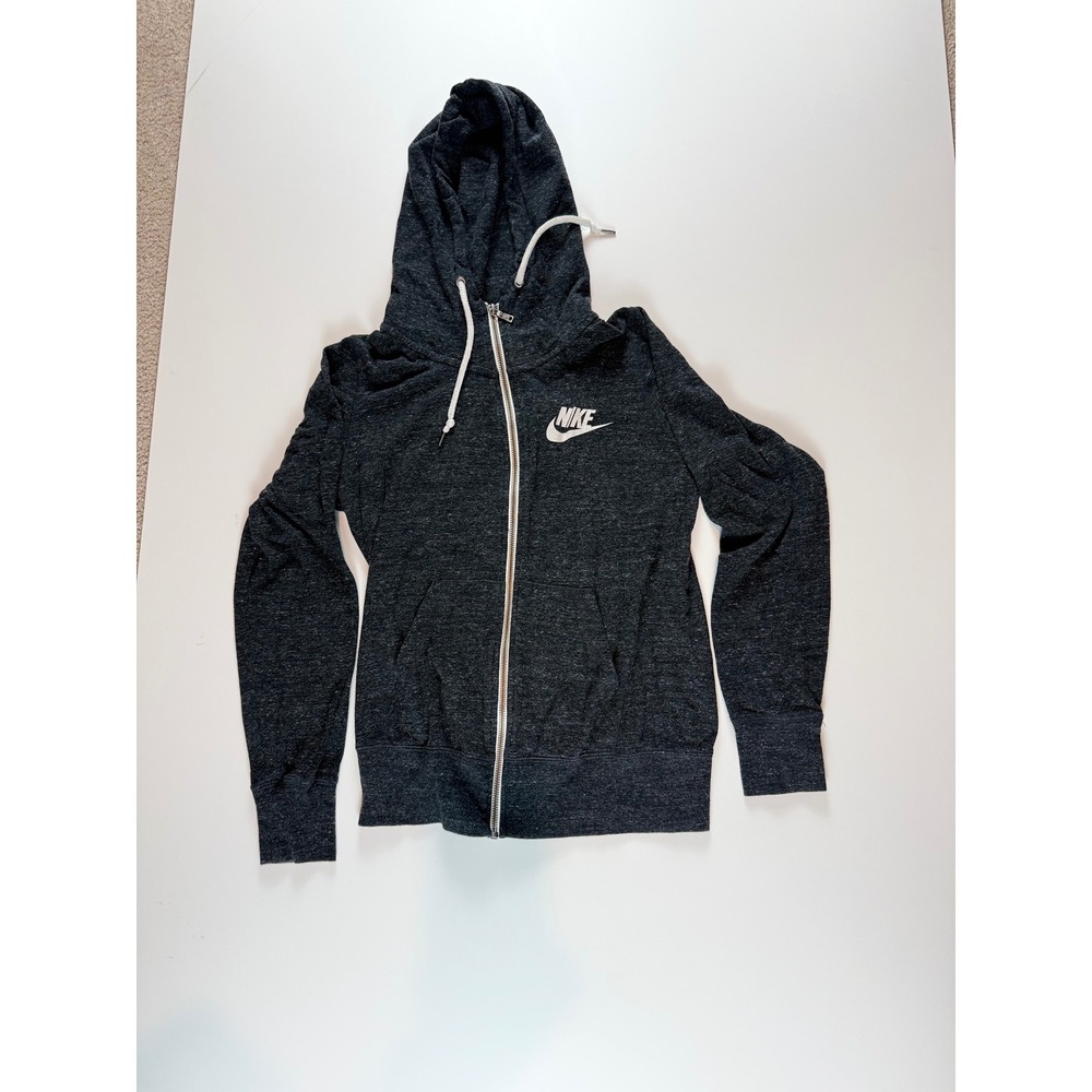 Nike Sportswear Gym Vintage Full Zip Hoodie Charcoal‎ Heather Grey Womens S